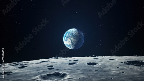 3D Illustration of Apollo 8 Moon Footage Featuring Earth and Moon, with Stunning Earth Rise Views from the Lunar Surface
