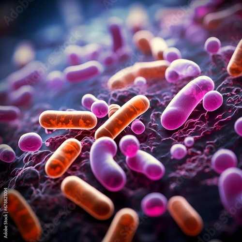 AI generated illustration of the textures, colors, and structures of a specific bacteria species