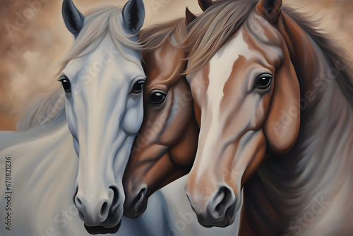 Beautiful painting of the horses photo