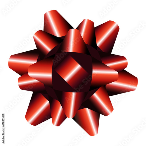 3d rosette or star bow. Metallic ribbon. Isolated vector and PNG on transparent background.