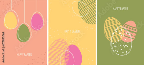 easter card with eggs set . flat minimalistic illustration modern style photo