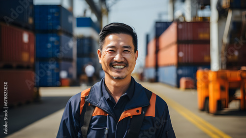 asian man logistics coordinator managing harbor operations