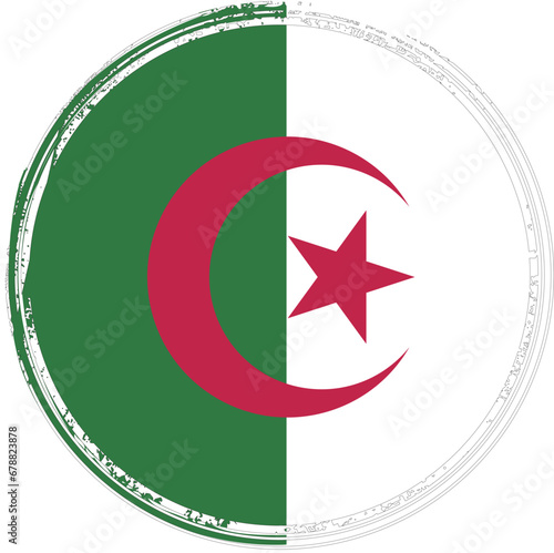 National flag of Algeria in stamp style
