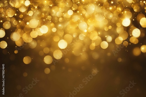 Shimmering glitter and golden bokeh on abstract background