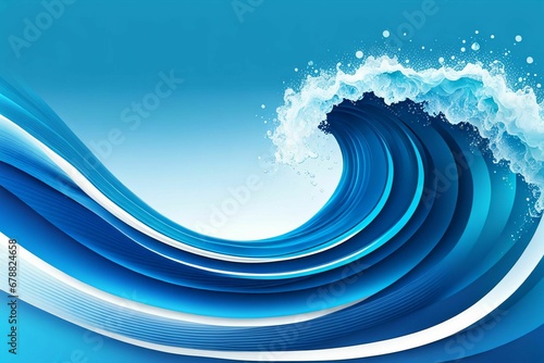 Blue sea wave swirl abstract background