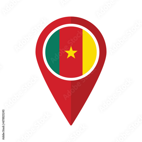 Free Download Flag of Cameroon flag on map pinpoint icon isolated red color - GFXLoad