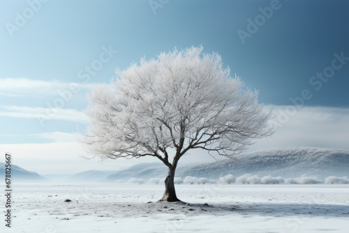 slowing down, good moments, slow life, real moments, relax concept. beautiful tree on nature among the snow.