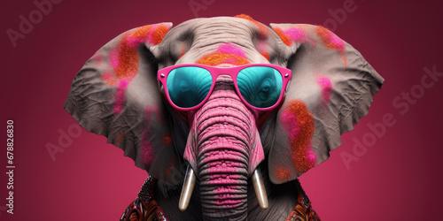 Elefant Rosa mit Brille photo