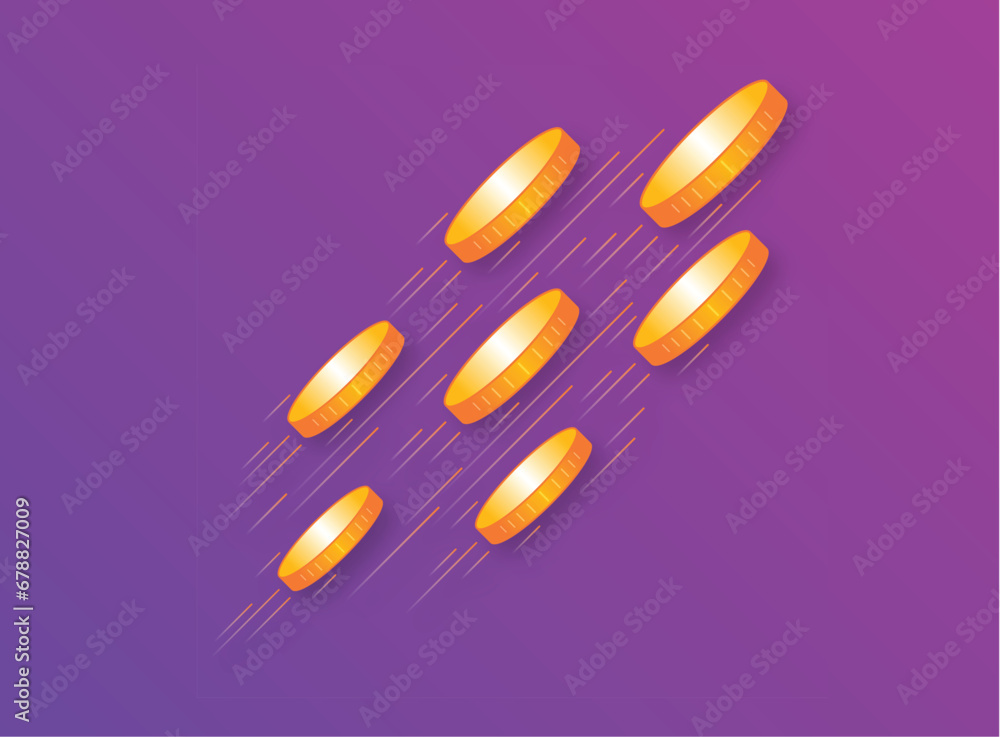 fast coin on purple background. vector coin fast coin on purple background. vector coin
