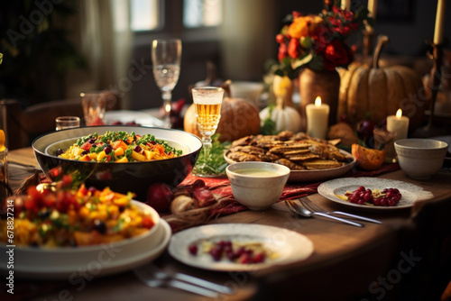 table setting for a dinner for thanksgiving