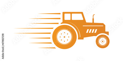 fast tractor symbol. fertile farming concept. innovative agriculture