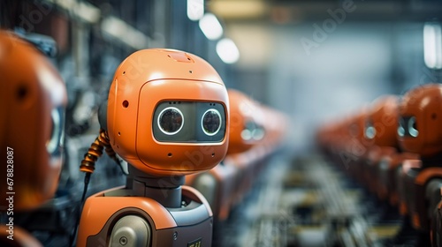 Future of Automation: Orange Robot in Production Line