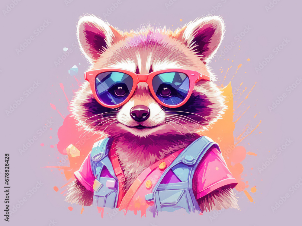 cool animal wearing sunglasses with a abstract colorful. white background cool animal wearing sunglasses with a abstract colorful. white background