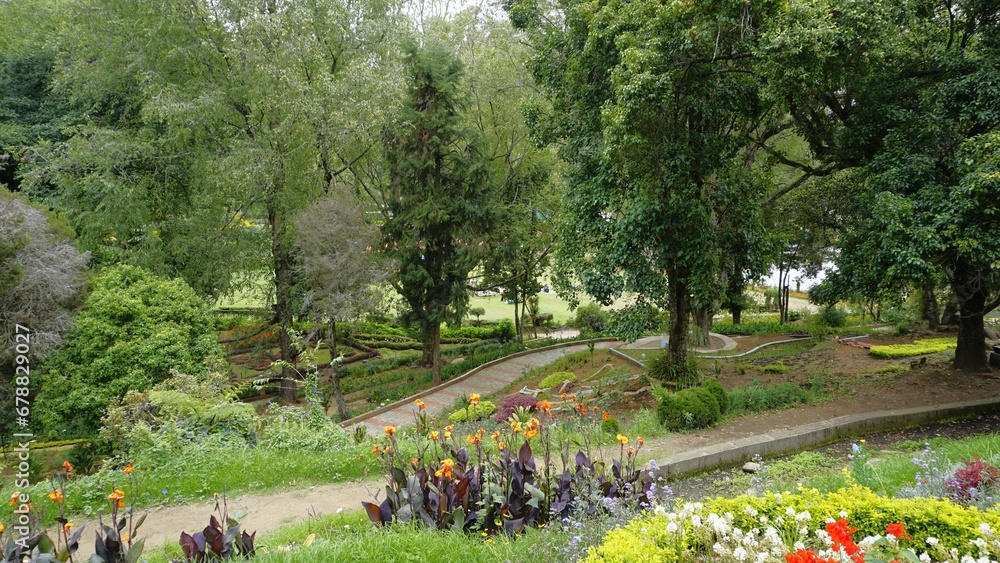 Beautiful scenic garden of Kodaikanal Bryant Park.