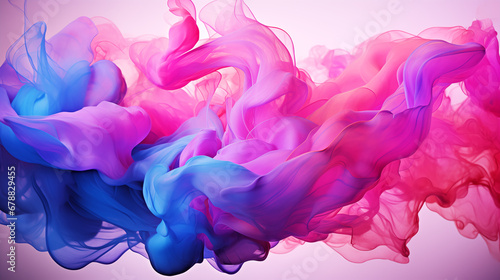  Abstract watercolor ornament of strong fluid wave with neon majestic, magenta splash, dynamic, expressive