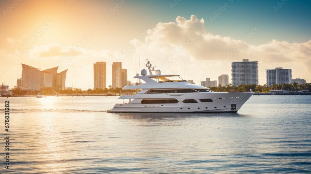 Luxury Yacht Cruising Miami Bay