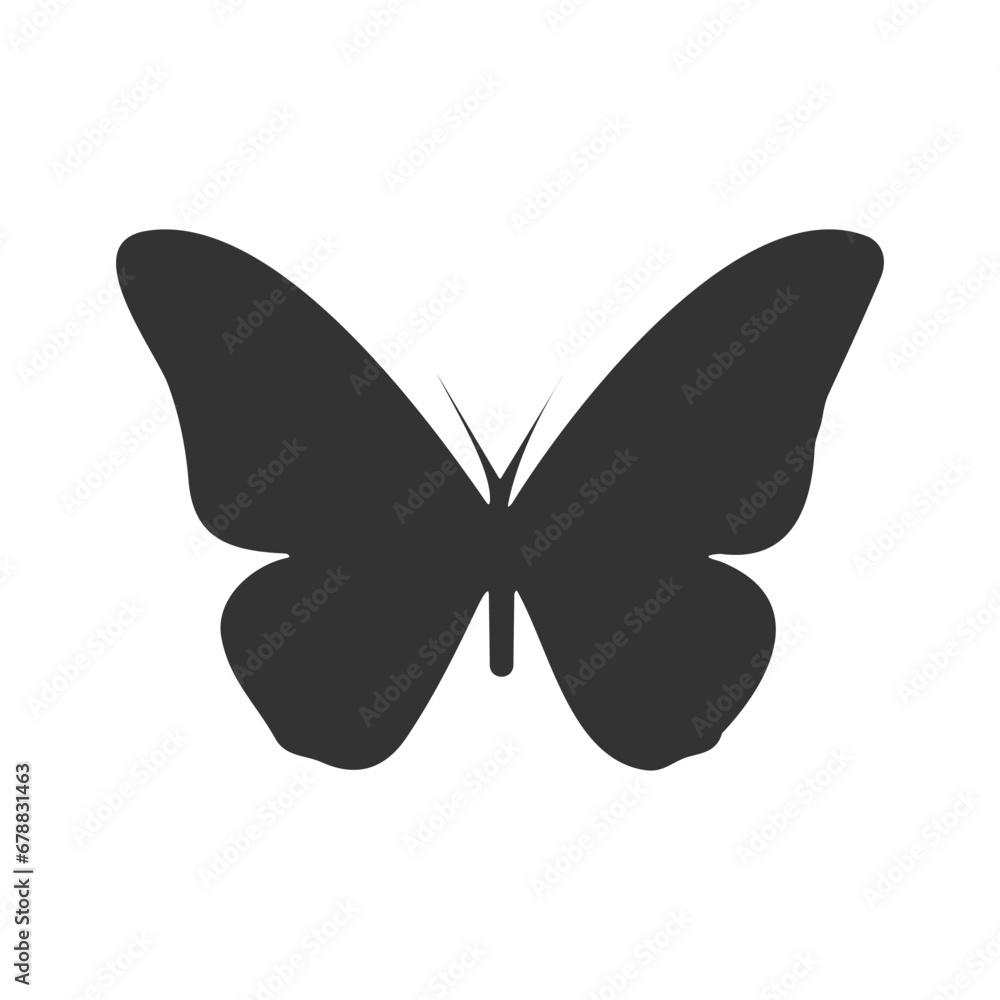 Butterfly icon, flat black vector illustration.