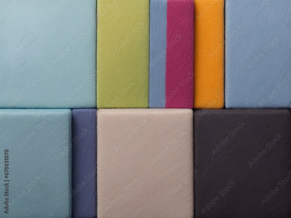 Fototapeta premium Color wool blocks aligned background. AI generated illustration