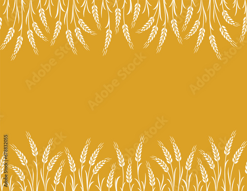 yellow background label with wheat stalks seamless pattern