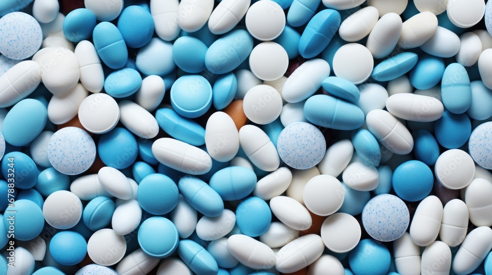 pills blue and white background