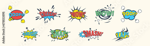 Comic Sound Effects in Pop Art Style Vector Set