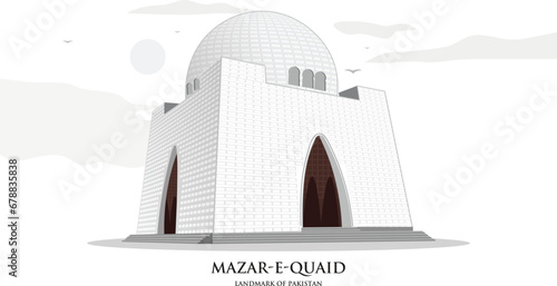 Karachi monument, tomb of jinnah detailed illustration karachi landmark photo
