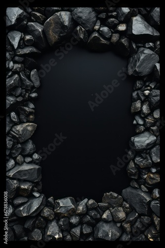 graphic vertical frame, grey, stones, rocks, black background, cornice di pietra decorata verticale rettangolare dorso carta cartolina copertina libro photo