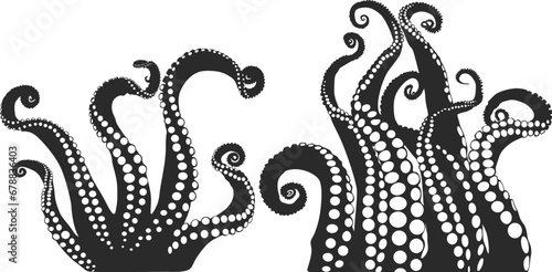 Octopus tentacles silhouette, Octopus tentacles SVG, Tentacles silhouette, Tentacle SVG, Tentacles clipart, Tentacles vector, Sea monster drawing.