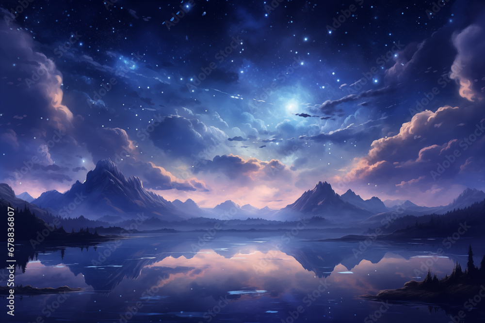 fantasy landscape with clouds.