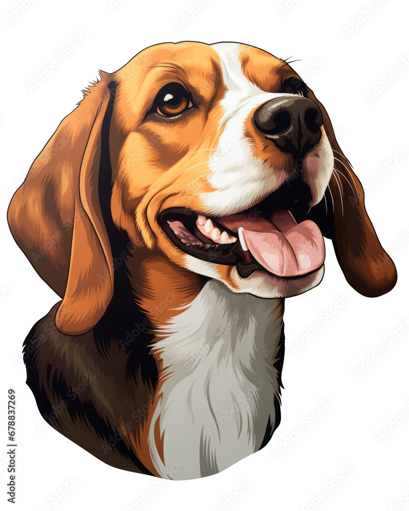 Happy Beagle Dog Smiling 3/4 Portrait Close Up Headshot 