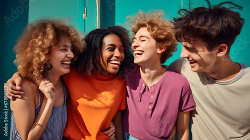 Young diverse group laughing together