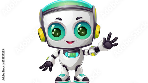  Cute white robot isolated on transparent background © DX