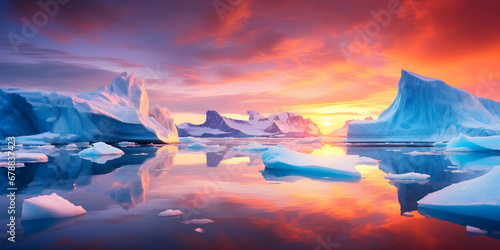 Iceberg on the sunset, wonderful view