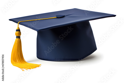 Graduation student blue hat isolated on white background