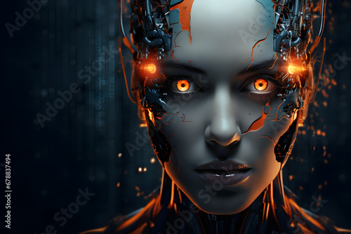 AI robot face concept background