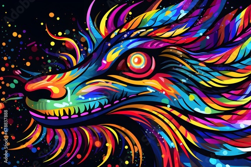 Bright colorful dragon, christmas background of 2024 new year symbol