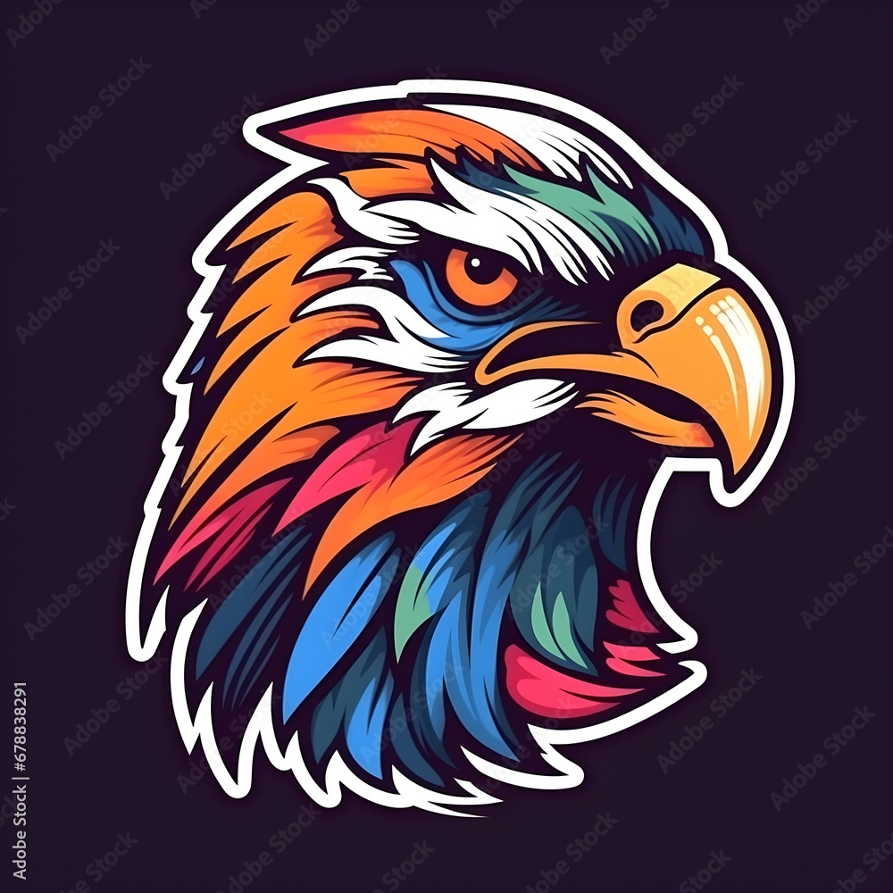 Obraz premium Eagle head mascot in bright vivid colors