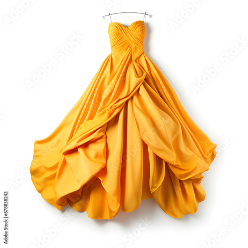 Yellow dress isolated on white background