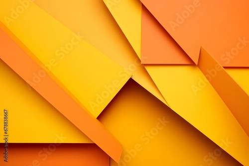 Abstract yellow and orange geometric shapes made out of paper. © nuxa