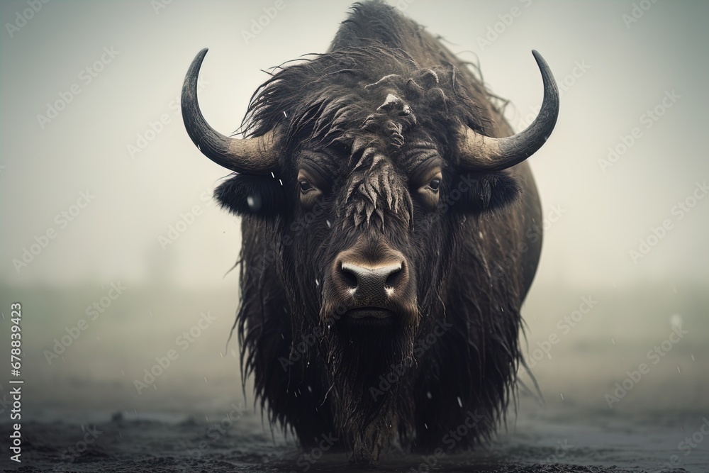 Naklejka premium A majestic bison. Great for photos of wildlife, national parks, nature, conservation, great plains and more.