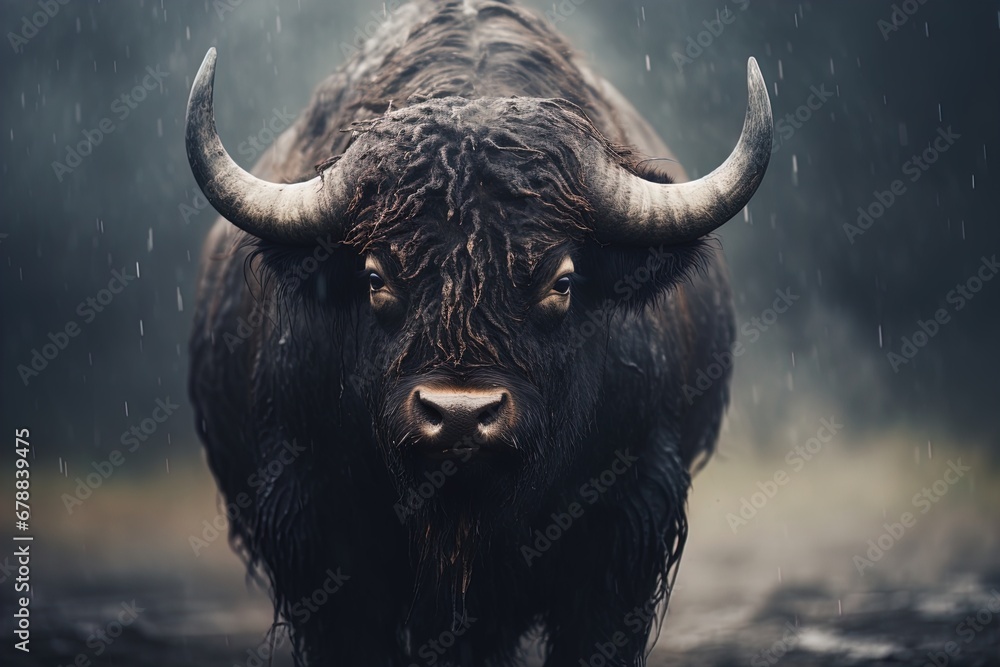 Naklejka premium A majestic bison. Great for photos of wildlife, national parks, nature, conservation, great plains and more.