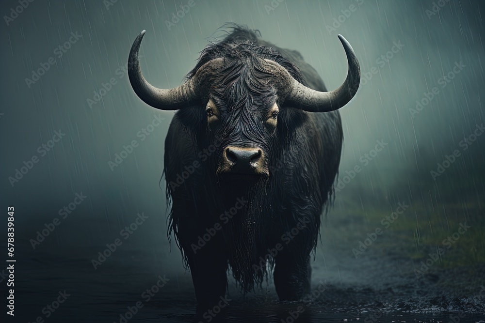 Naklejka premium A majestic bison. Great for photos of wildlife, national parks, nature, conservation, great plains and more.