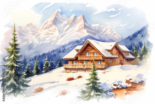 christmas house exterior, christmas decorations, winter desktop background, christmas card