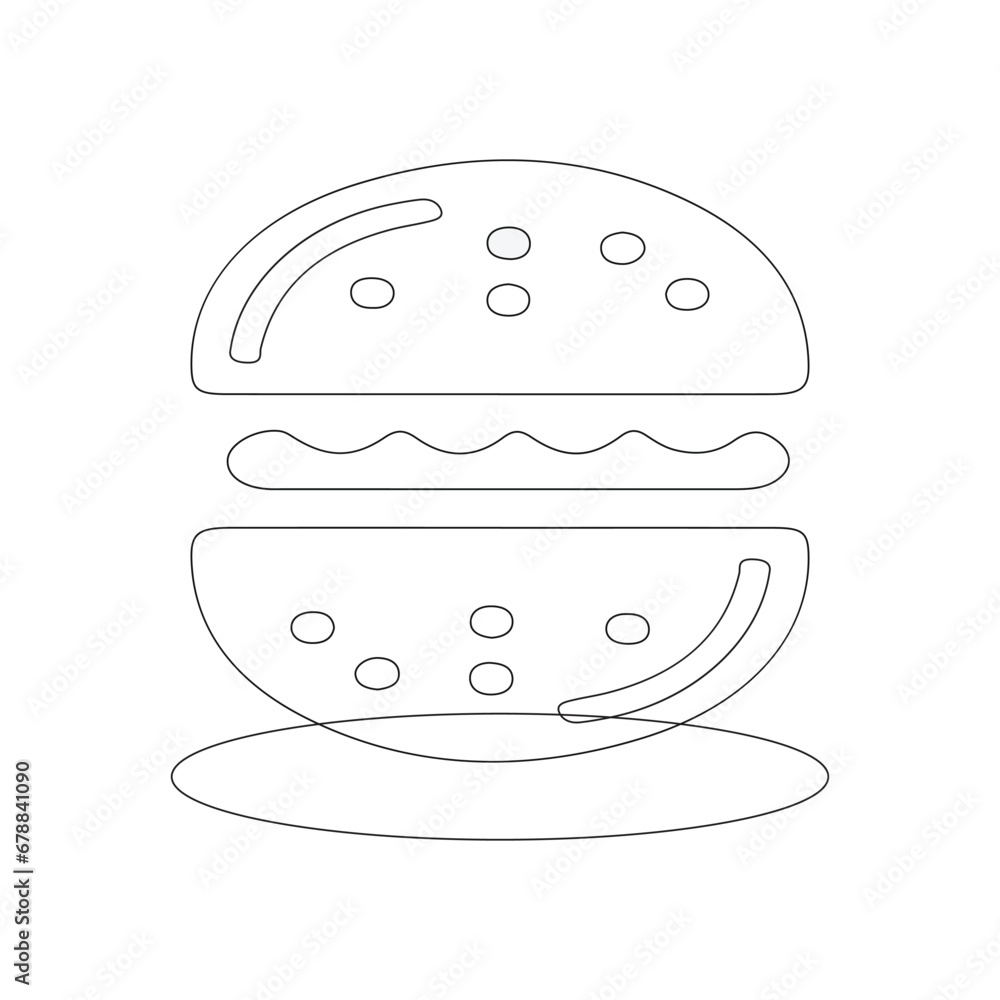 hand drawn illustration of a hamburger hand drawn illustration of a hamburger
