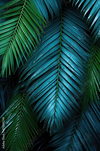 image of palm leaves  white and emerald  nature-based patterns  flower and nature motifs  soft tonal range