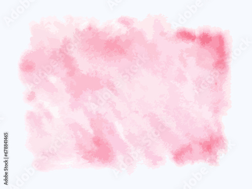 Pink watercolor background. Vector illustration of rectangular paint stain. Hand drawn isolated splash. Painting of brush stroke in pastel colors. Copy space for card text