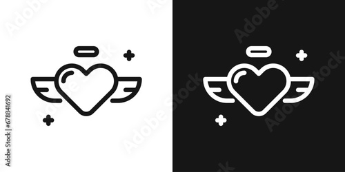 Heart winged angel vector icon. Love, Valentine's day, wedding, romance symbol