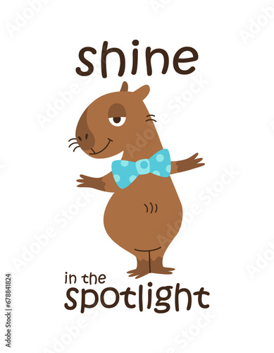 Wallpaper Mural Shine in the spotlight. Capybara with a motivating phrase. Vector illustration Torontodigital.ca