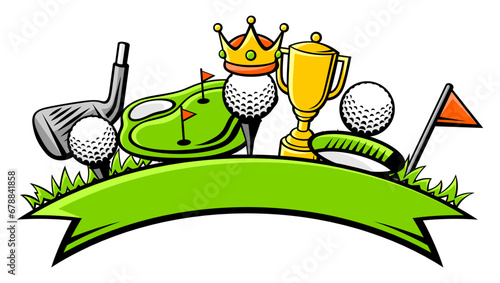 Background with golf items. Sport club illustration.