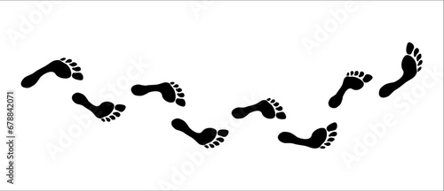 Human Barefoot Foot Track. Imprint silhouette on white